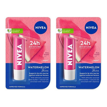 Nivea Women Set of 2 Watermelon Fruity Shine Lip Balms