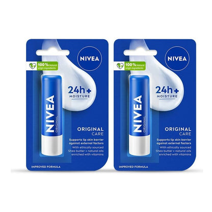 Nivea Set of 2 24 Hr Melt-In Moisture Original Care Lip Balm