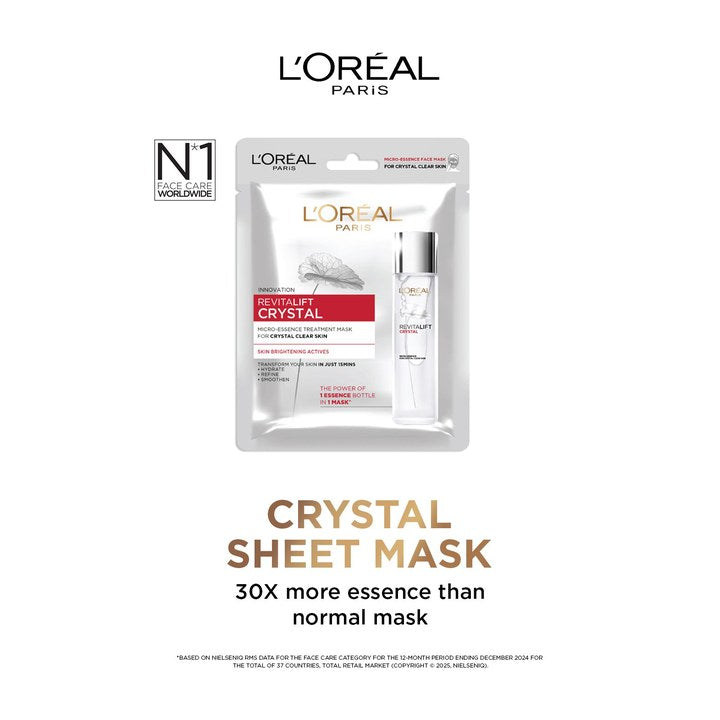 LOreal Paris Revitalift Crystal Micro-Essence Treatment Sheet Mask with Skin Brightening Actives - 25g