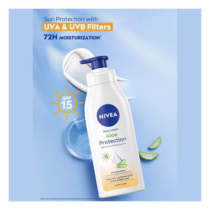 NIVEA Unisex Aloe Protection Deep Moisture Serum Body Lotion SPF 15 400 ml