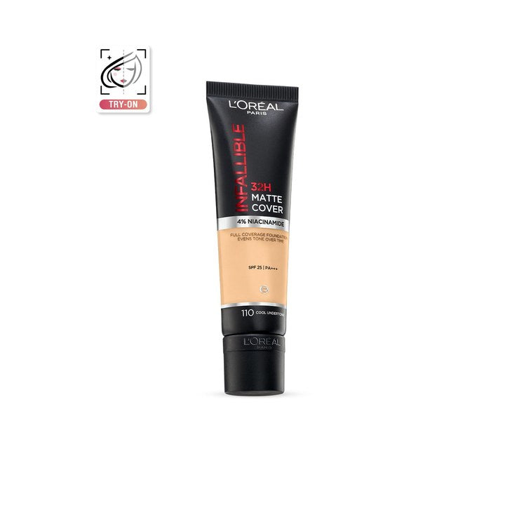 LOreal Paris Infallible 32H Matte Cover Liquid Foundation - 110 Cool Undertone 30 ml