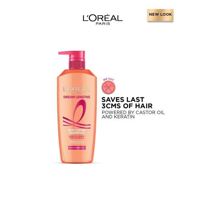 LOreal Paris Dream Lengths Restoring Shampoo with Vegetal Keratin & Castor Oil 1L