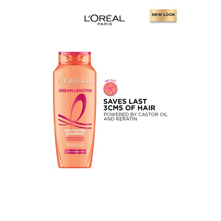 LOreal Paris Dream Length Restoring Shampoo with Vegetal Keratin & Castor Oil - 340 ml