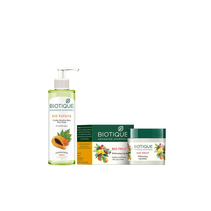 Biotique Set Of Bio Papaya Face Wash & Bio Fruit Lip Balm