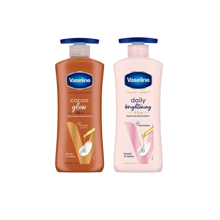 Vaseline 2Pcs Cocoa Glow & Daily Brightening Body Lotions - 400ml each