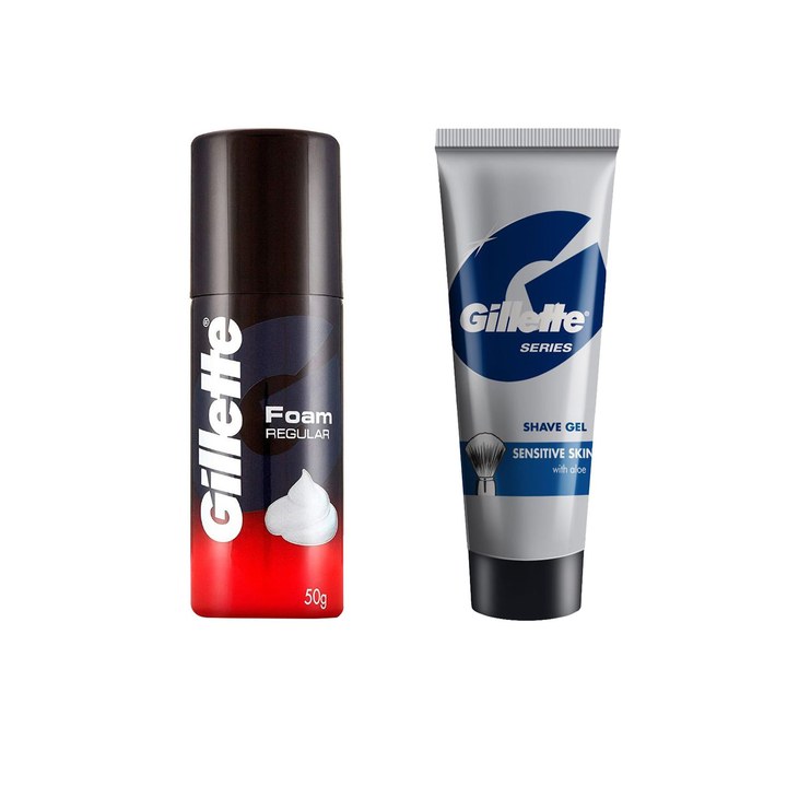 Gillette Men Classic Regular Pre Shave Foam + Shaving Gel with Aloe Vera 50gm + 60gm