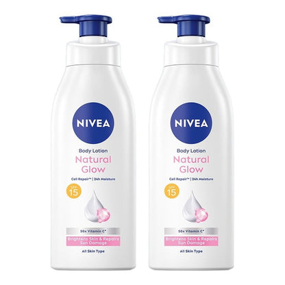 Nivea Set of 2 Natural Glow SPF15 Body Lotion with UVA UVB Filters - 400 ml each