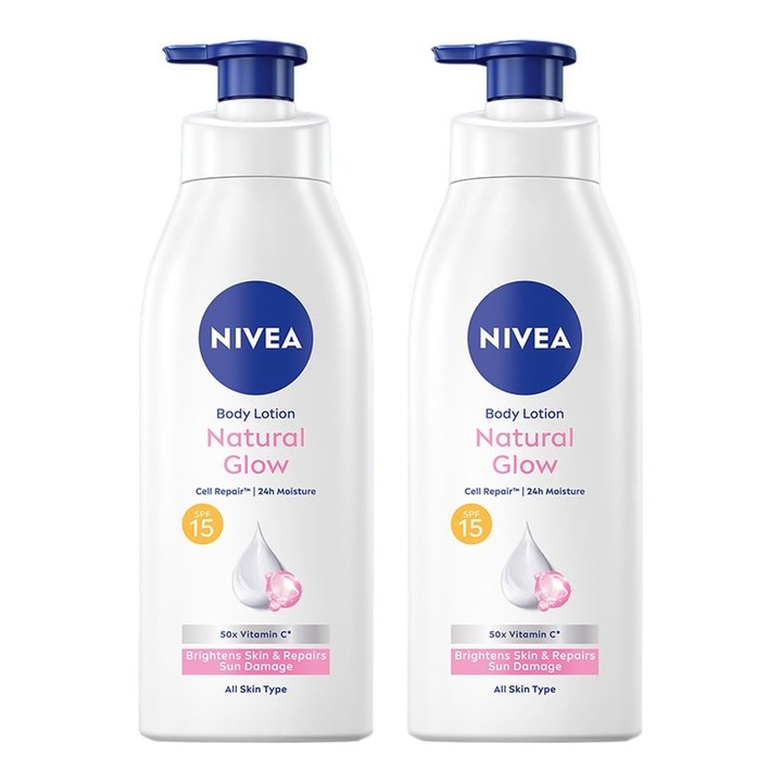 Nivea Set of 2 Natural Glow SPF15 Body Lotion with UVA UVB Filters - 400 ml each