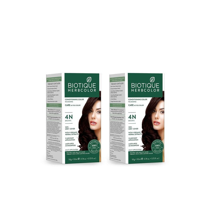 Biotique Set of 2 Hair Conditioning Herbcolor - Brown 4N
