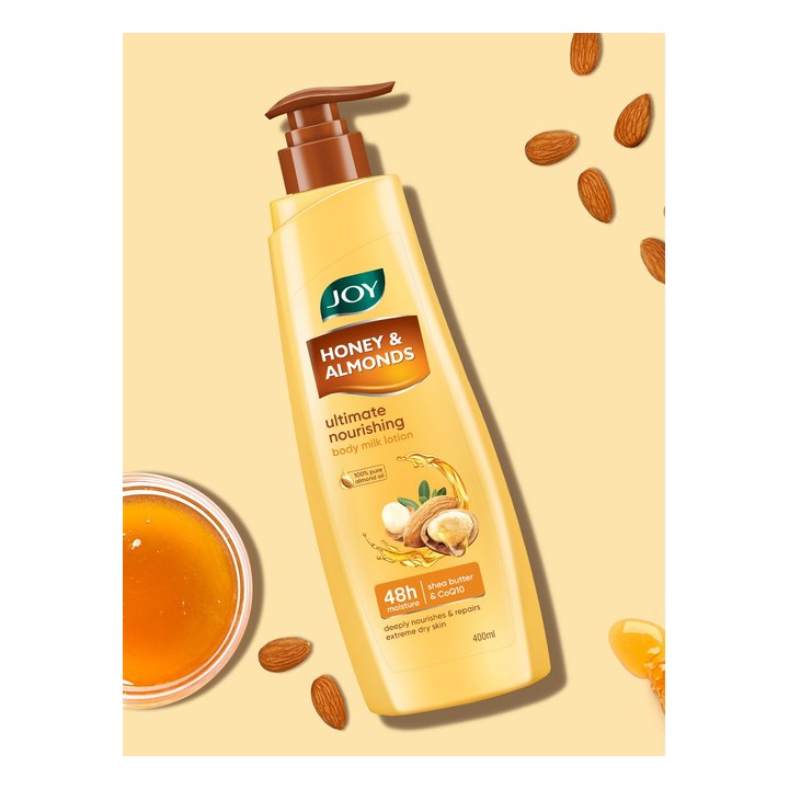 JOY Honey & Almonds Summer Body Lotion For Dry Skin With Shea Butter - 400ml