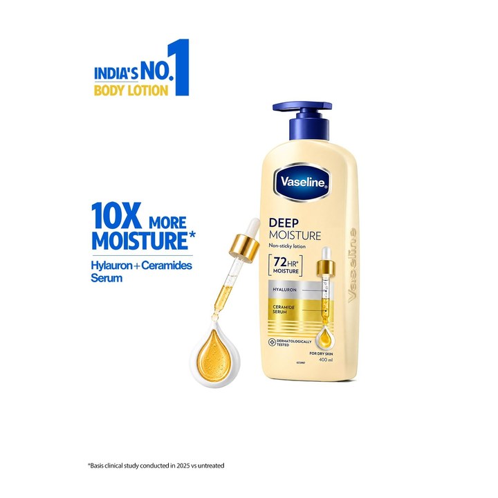 Vaseline Deep Moisture Body Lotion for Cushion Soft Skin with Ceramides Hyaluron - 400ml