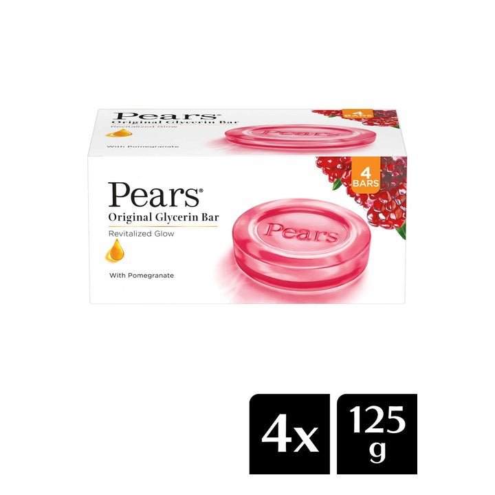 Pears Naturale Set of 4 Pomegranate Brightening Bathing Soap Bars 125 gm Each