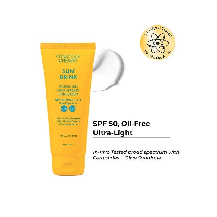 Conscious Chemist Sun Drink Hybrid Lightweight Gel Sunscreen SPF50 PA++++ - 50 g
