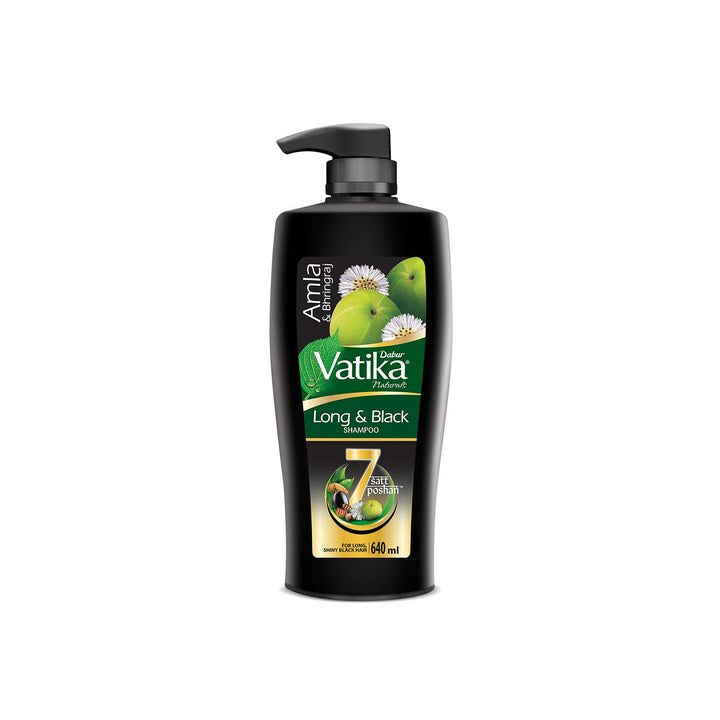 Dabur Vatika Amla Long & Black Shampoo for Shiny Long & Black Hair - 640ml