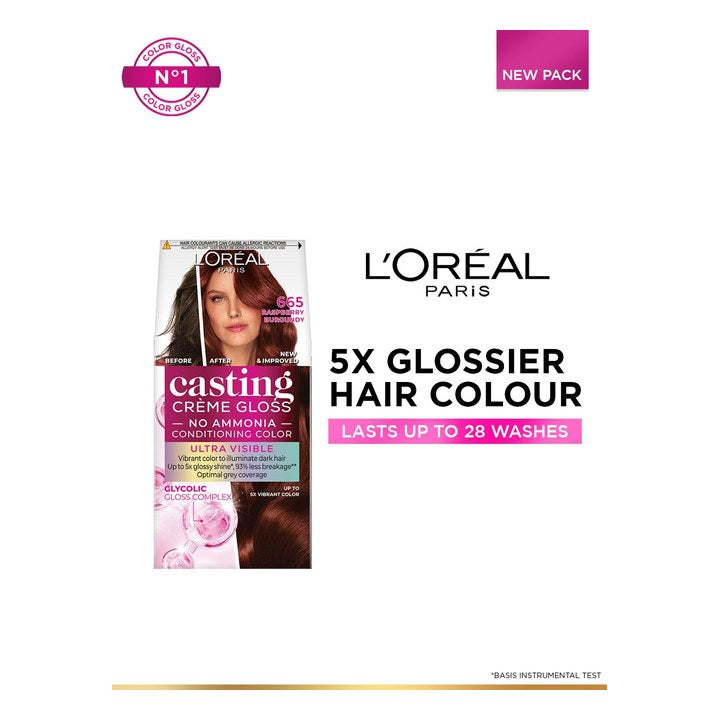 LOreal Casting Creme Gloss Hair Color with Glycolic Gloss Complex - Raspberry Burgundy 665
