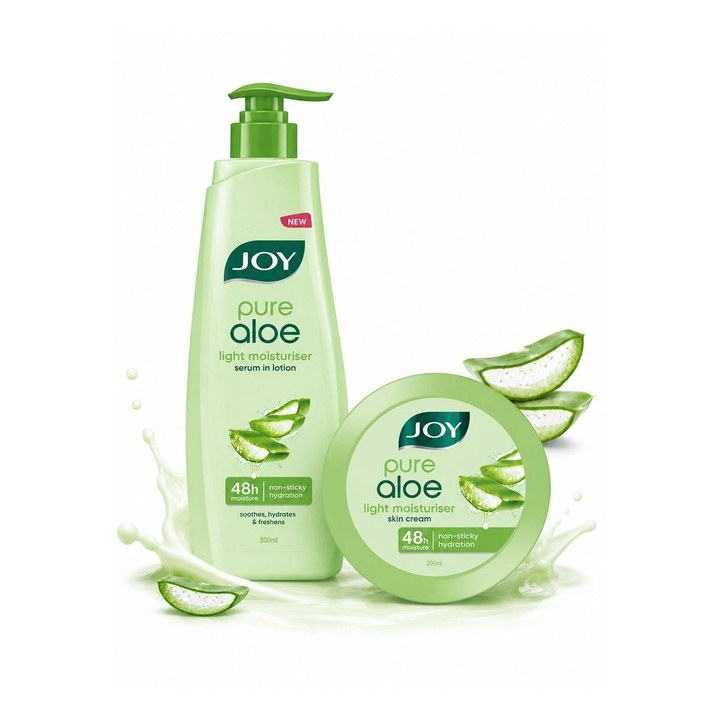 JOY Pure Aloe Multi-Benefit Aloe Vera Body Lotion 500ml & Aloe Vera Skin Cream 200 ml