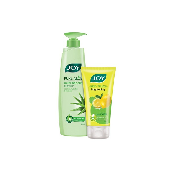 JOY Pure Aloe Multi-Benefit Aloe Vera Body Lotion 500ml & Lemon Face Wash 150ml