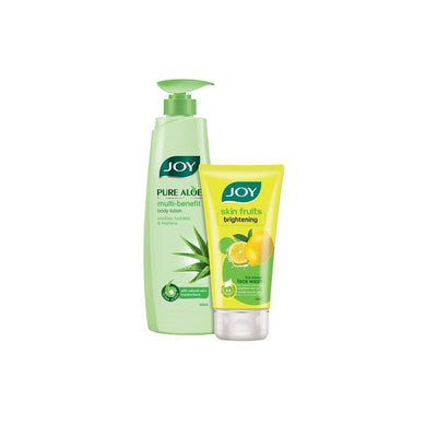 JOY Pure Aloe Multi-Benefit Aloe Vera Body Lotion 500ml & Lemon Face Wash 150ml