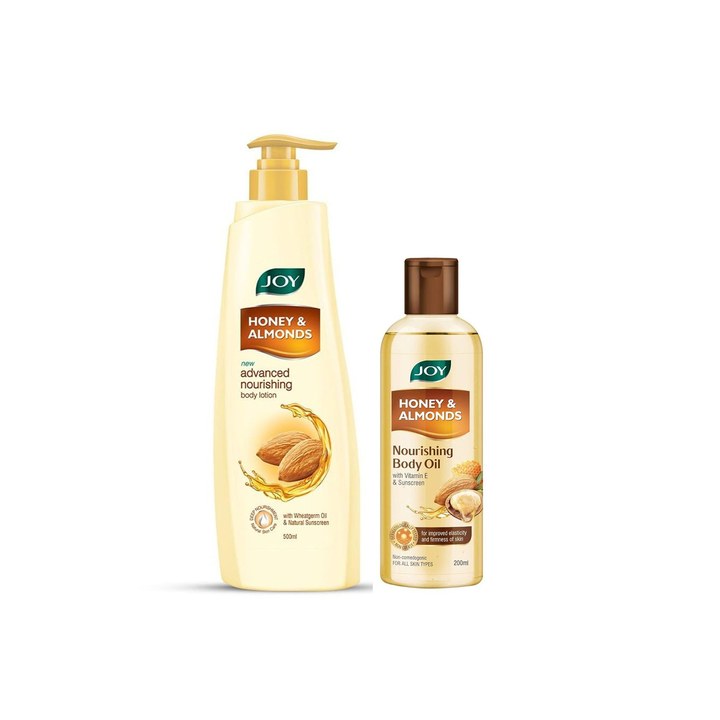 JOY Set of Honey & Almonds Advanced Nourishing Body Lotion 500 ml & Body Oil 200 ml