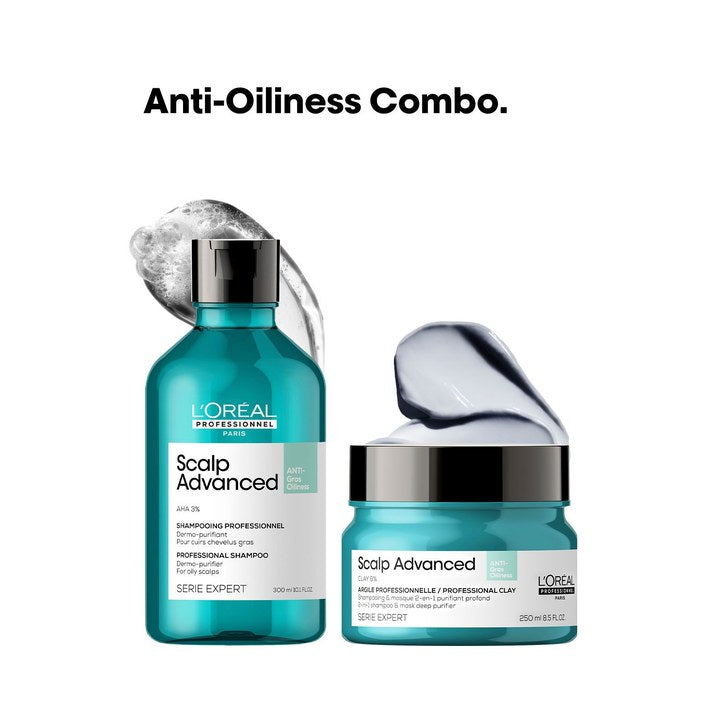 LOreal Professionnel Scalp Advanced Anti-Oiliness Shampoo & 2-In-1 Deep Purifier Clay Set