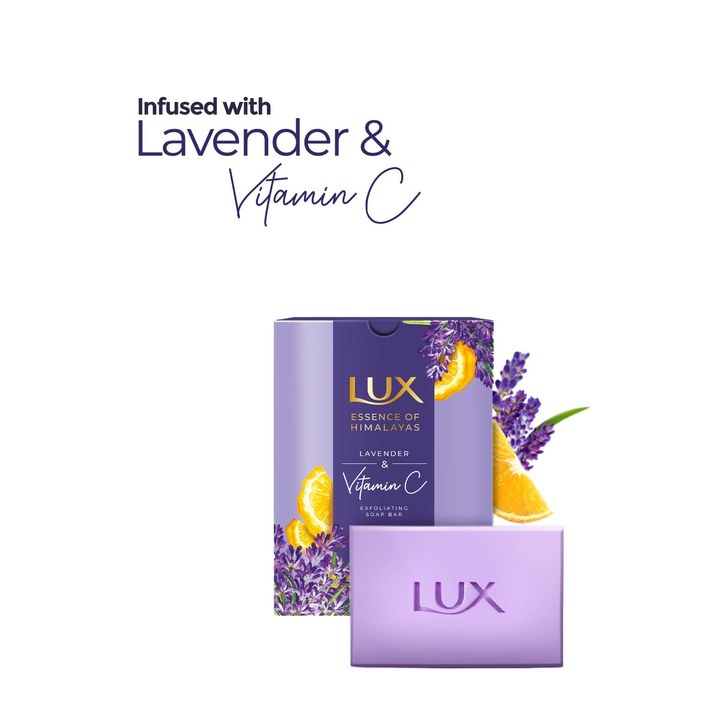 LUX Essence of Himalayas Set of 5 Lavender & Vitamin C Exfoliating Soap Bar - 125g each