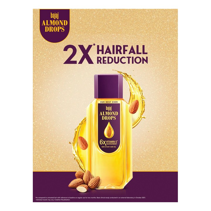 BAJAJ CONSUMER CARE Almond Drops 6X Vitamin E Nourishment Non-Sticky Hair Oil - 475ml