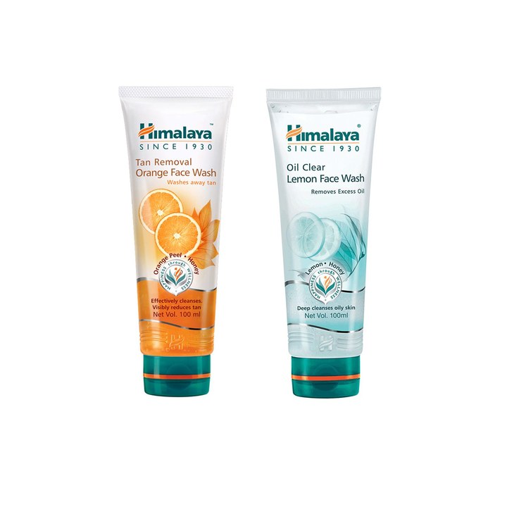 Himalaya Set Of 2 Face Wash - Oil Clear Lemon & Tan Removal Orange - 100ml Each