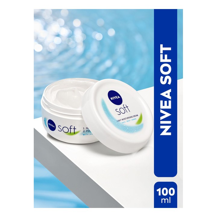 NIVEA Soft Moisturizing Cream Vitamin E Face Cream & Body Moisturizer 72H Hydration 100ml