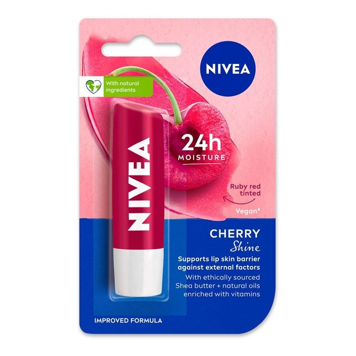 Nivea Cherry Shine Long Lasting Moisturisation Caring Lip Balm 4.8 g