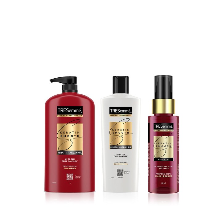 TRESemme Set of Keratin Smooth Shampoo 1000 ml + Conditioner 340 ml + Hair Serum 50 ml