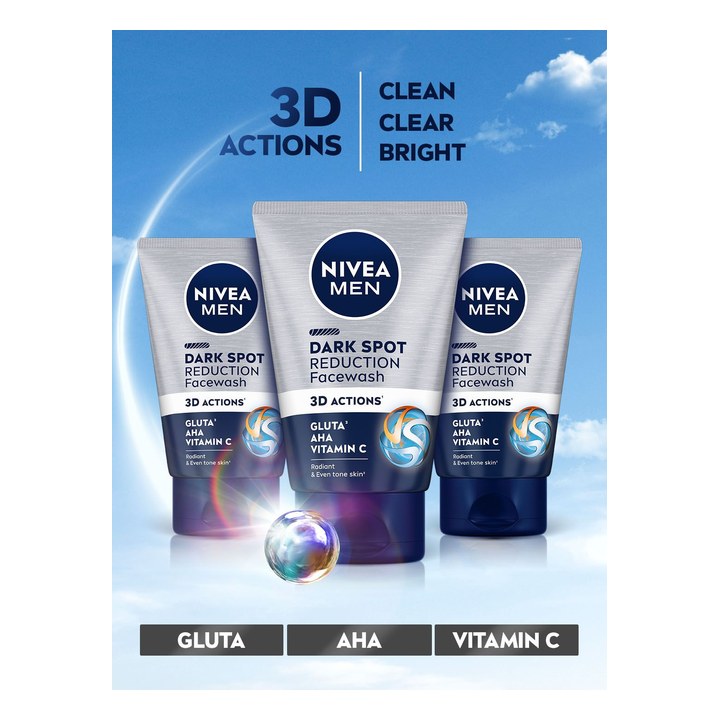 NIVEA Men Set of 3 Dark Spot Reduction Vitamin C Oil Control Cleanser Face Wash 100g each