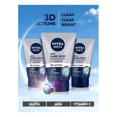 NIVEA Men Set of 3 Dark Spot Reduction Vitamin C Oil Control Cleanser Face Wash 100g each