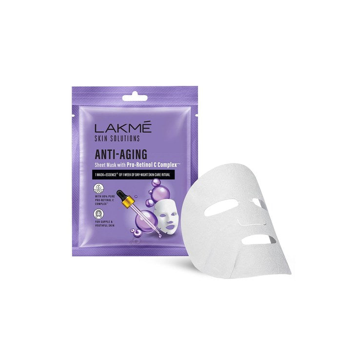 Lakme Skin Solutions Anti Aging Sheet Mask with Pro Retinol C Complex - 25 ml