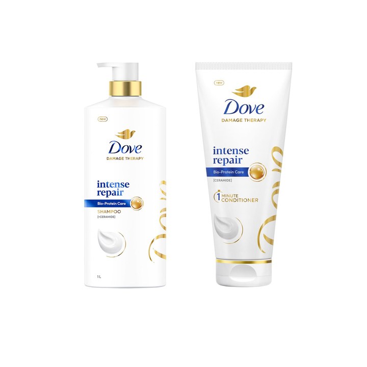 Dove Set of Intense Repair Shampoo 1L & Hair Conditioner 335ml
