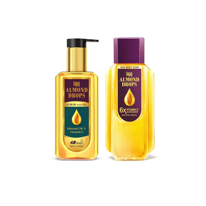 BAJAJ CONSUMER CARE Set of Almond Drops Hair Oil - 475ml + Hair Serum with Oil - 100 ml