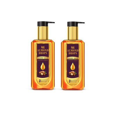 BAJAJ CONSUMER CARE Set of 2 Almond Drops 3 Way Damage Protection Hair Oil - 200ml Each