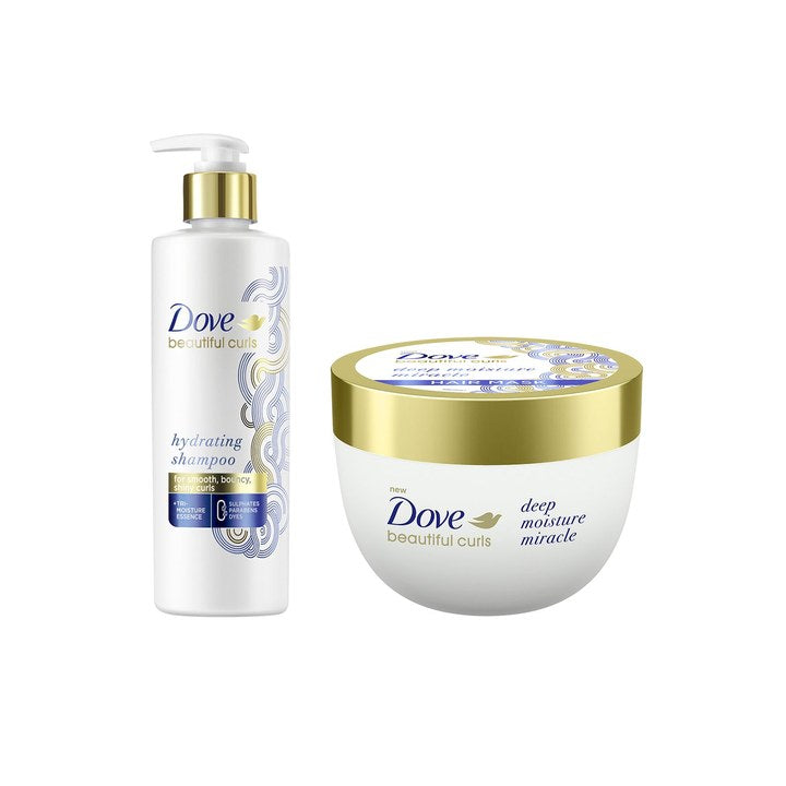 Dove Beautiful Curls Hydrating Shampoo 380ml & Deep Moisture Miracle Hair Mask 300ml