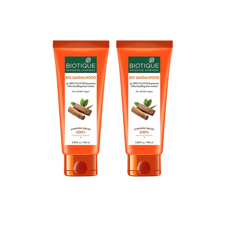 Biotique Set of 2 Bio Sandalwood Sunscreen Ultra Soothing Face Lotion SPF 50+ - 100ml each