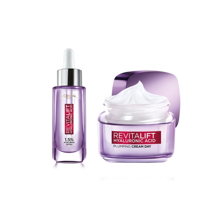LOreal Set of Revitalift Hyaluronic Acid Serum 15 ml & Plumping Day Cream 50 ml