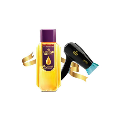 BAJAJ CONSUMER CARE Almond Drops Hair Oil 625 ml & Vega 1000W Hair Dryer