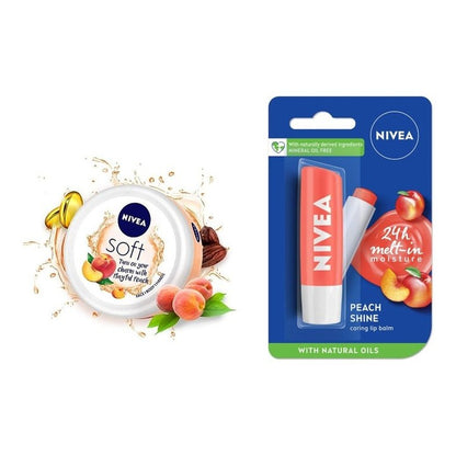 Nivea Playfully Peachy Combo - Moisturising Cream 200ml & Lip Balm 4.8g