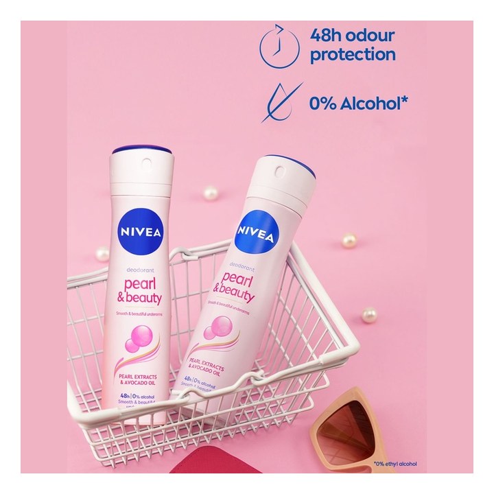Nivea Women Set of 2 Pearl & Beauty 0% Alcohol Deodorants - 150 ml each