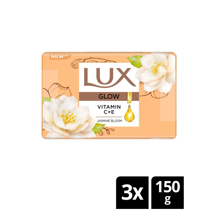 LUX Set of 3 Flaw-Less Glow Jasmine Soap wit Vitamin C & E - 150 g Each