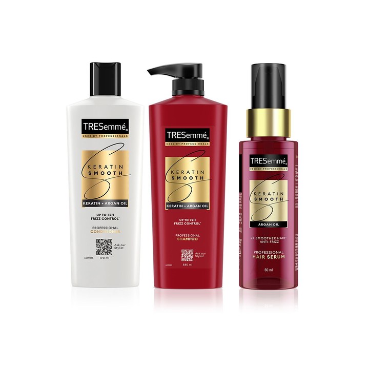 TRESemme Keratin Smooth Combo - Shampoo 580ml + Conditioner 190ml + Serum 50ml