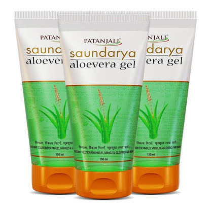 Patanjali Set of 3 Saundarya Aloe Vera Gel for Pimples & Wrinkles - 150 ml Each