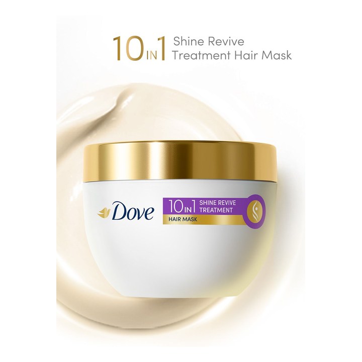 Dove 10-in-1 Shine Revive Treatment Hair Mask with Vitamins B6 & E for Dull Hair - 300ml