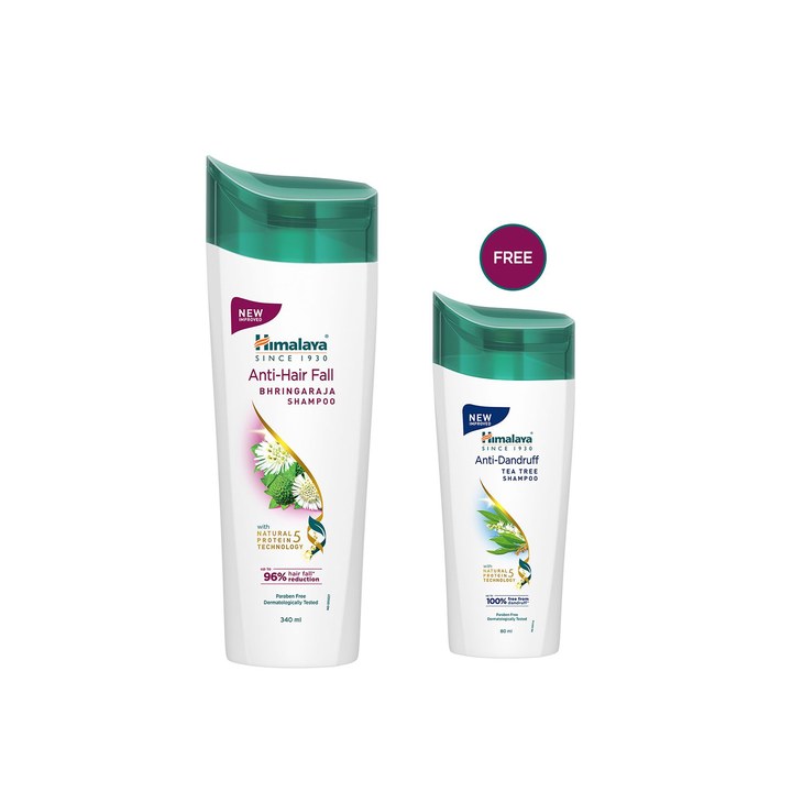 Himalaya Anti-Hair Fall Shampoo 340ml with Anti-Dandruff Tea Tree Shampoo 80ml Free