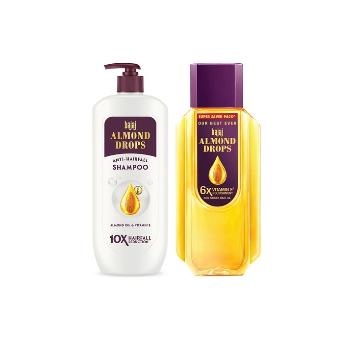 BAJAJ CONSUMER CARE Set of Almond Drops Shampoo + Hair Oil - 650ml Each