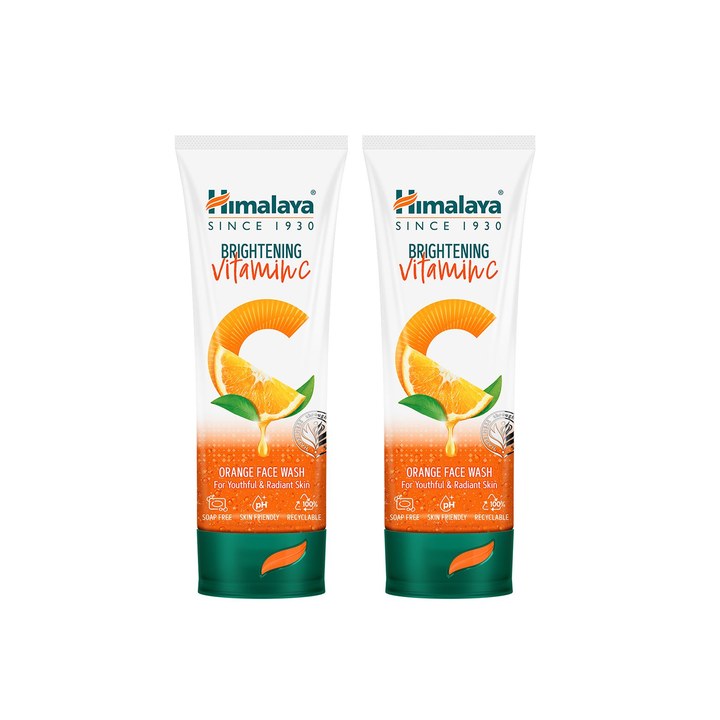 Himalaya Set of 2 Brightening Vitamin C Orange Face Wash For Youthful Skin- 100ml Each