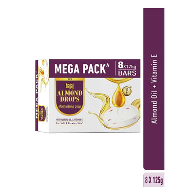 BAJAJ CONSUMER CARE Set of 8 Almond Drops Moisturizing Soaps - 125 g Each